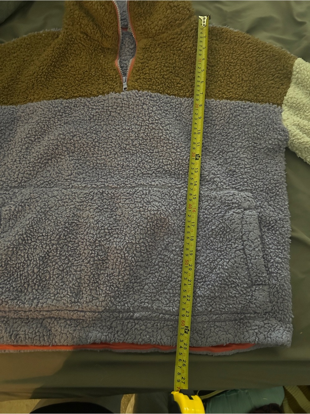 Cozy Fleeze Colorblock Sherpa Quarter-Zip Pullover - Lavender/Brown/Cream - Picture 5 of 6